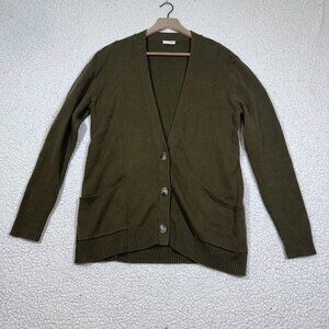 J.Jill Wool Cashmere Blend Button Cardigan Sweater Size S Tall Olive Green